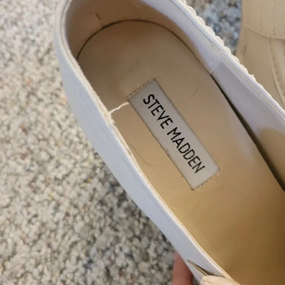 Steve Madden Fulfill Bone Leather Heeled Chunky Platform Penny Loafers Size 7